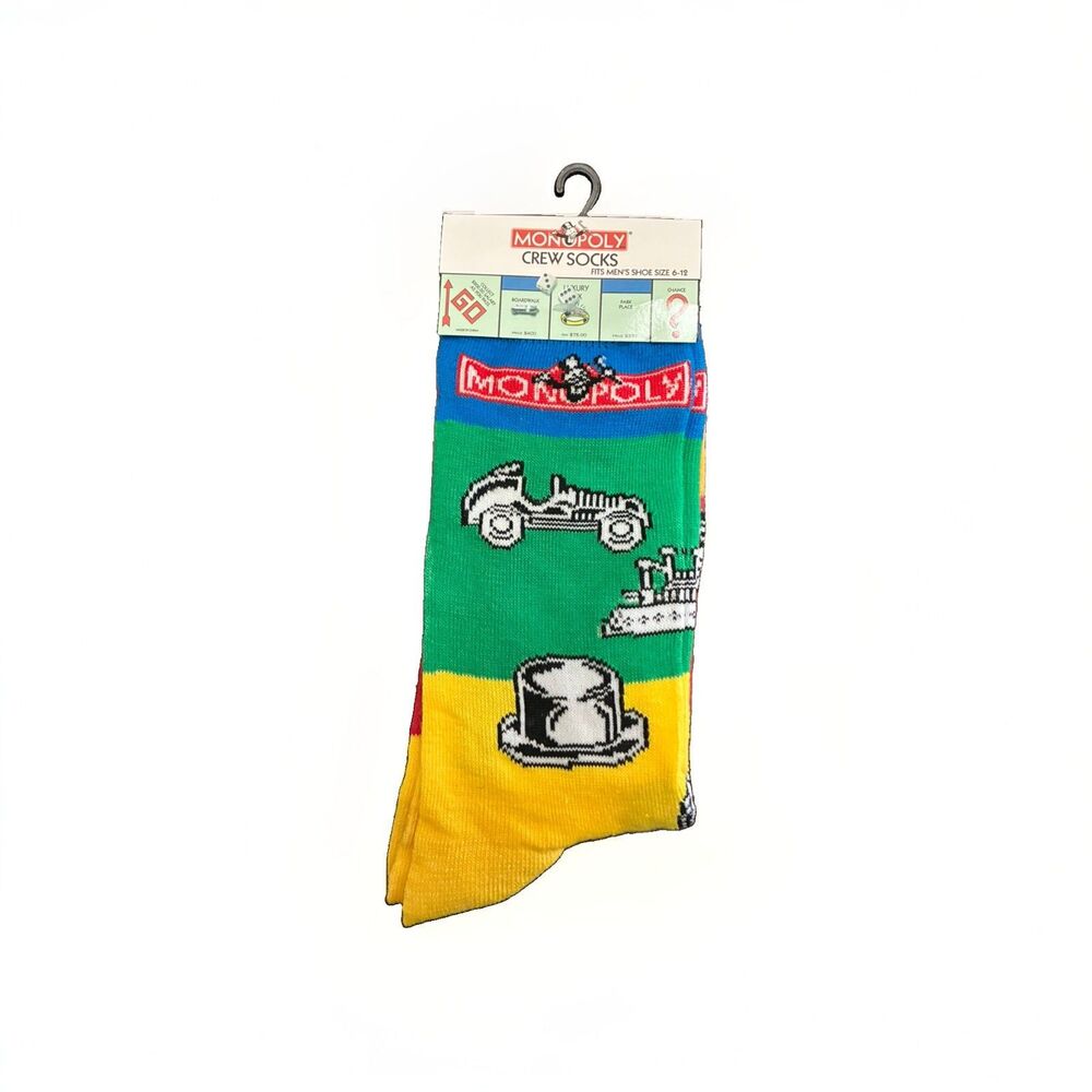 Monopoly Crew Socks Mens 1 Pair Shoe Size 6 - 12 Hasbro